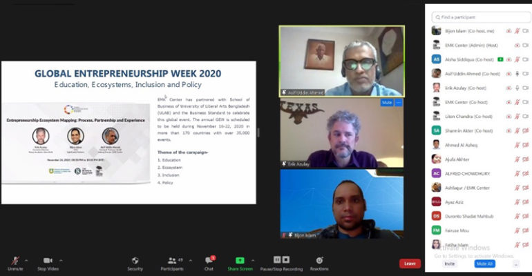 Bijon Islam Speaks About The Impact of Entrepreneurship Mapping at Webinar Hosted by the EMK Center