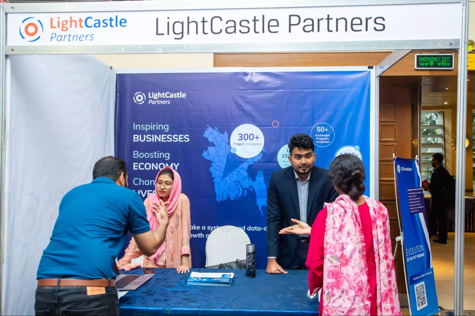 Ilham & Nuzhat at the LightCastle booth during the CFA Society Bangladesh Career Fair 2023